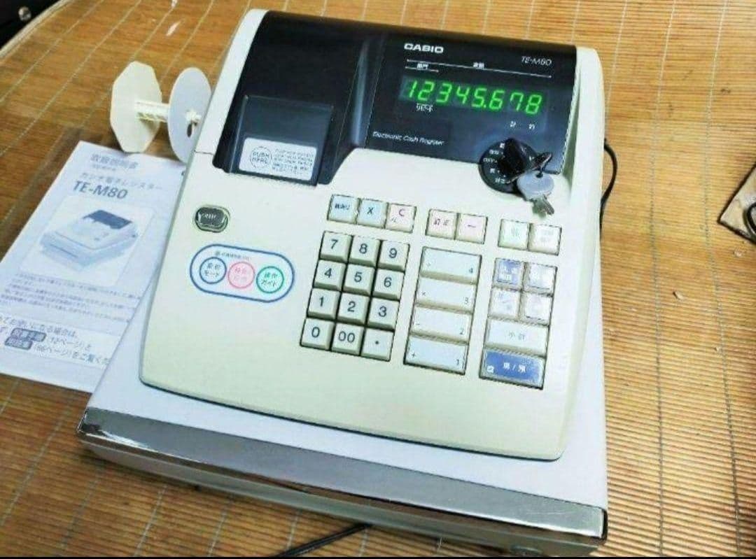 カシオレジスター　TE-M80　中古品　人気機種感熱紙　送料無料　801235