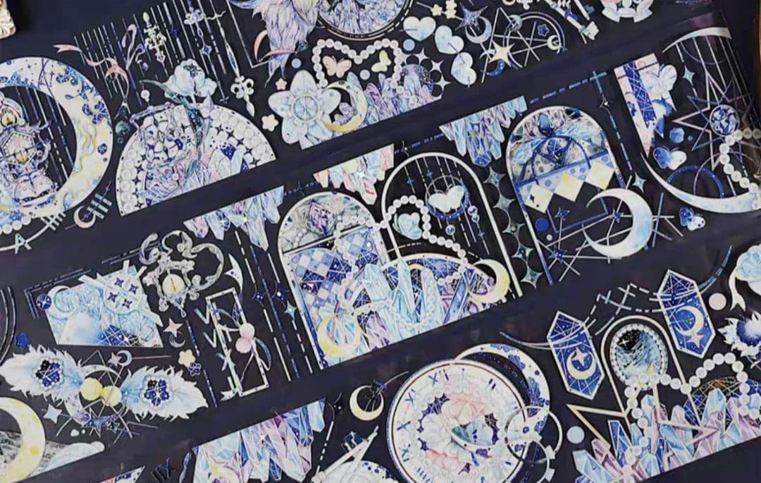 巻売 501★ 海外 マスキングテープ マステ PET 装飾 星 月 虹光