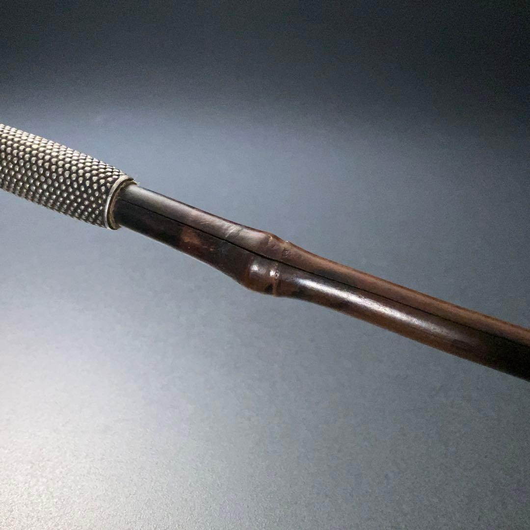 銀製煙管　霰文　キセル　アンティーク　骨董　6R1256お2