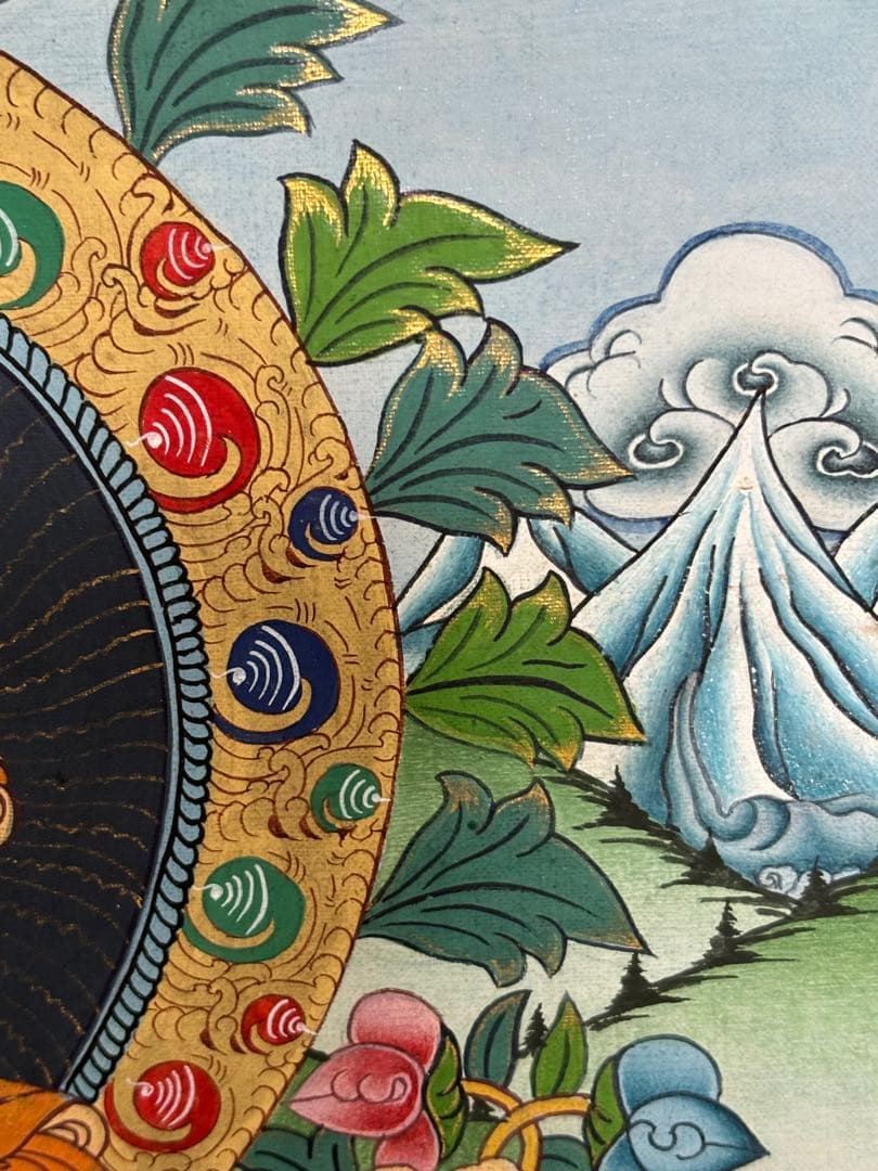 チベット仏教 曼荼羅 タンカ 肉筆コットンキャンパス手書き