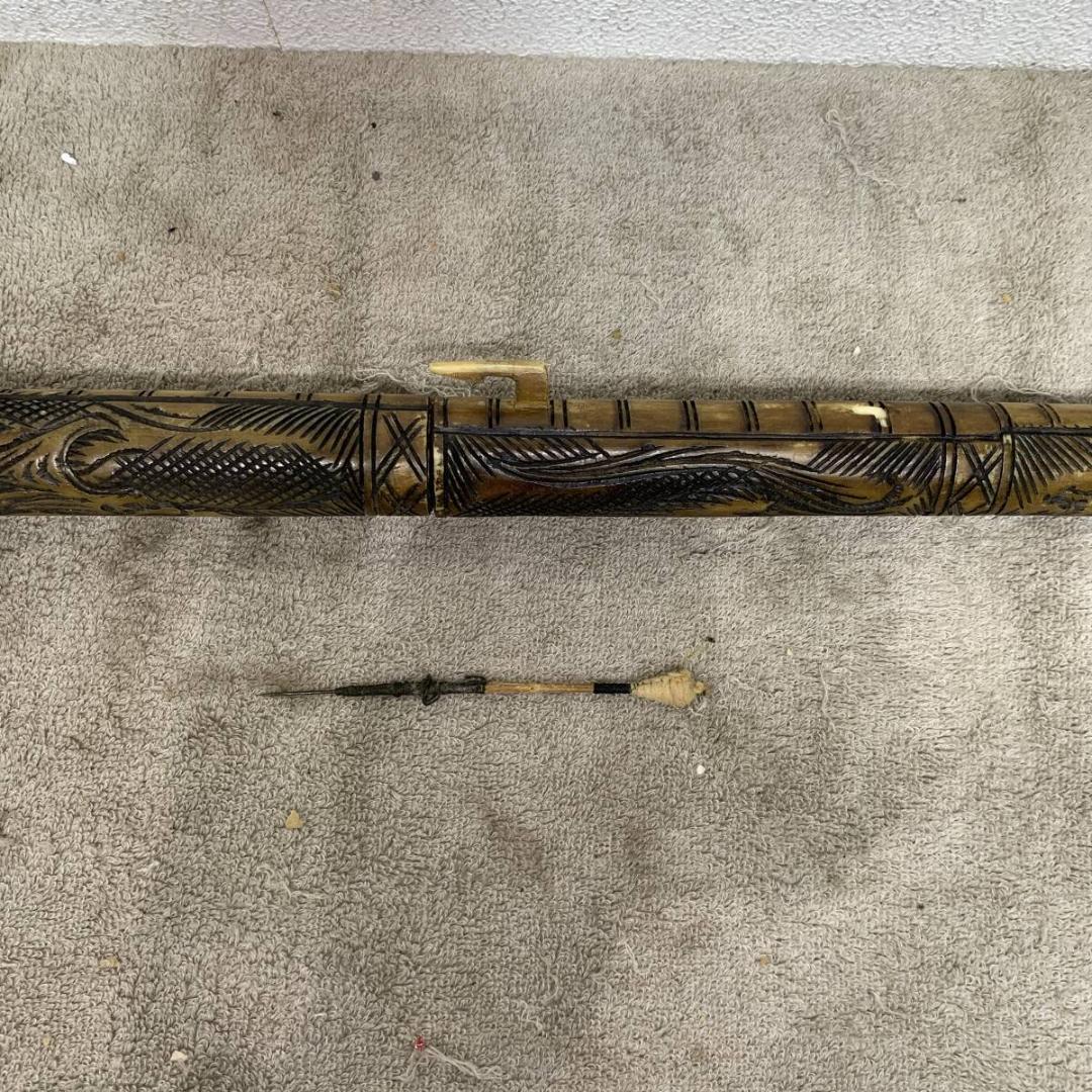 希少！　吹き矢　仕込み拭き筒　龍　魚　アジア美術　狩猟具　古道具　XZ4237