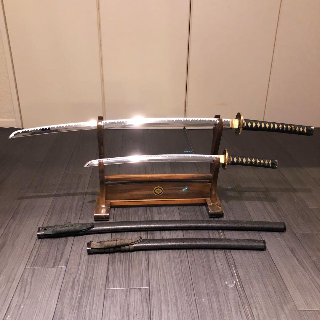 本格模造刀　大小セット　緑拵え　太刀　脇差　大小セット