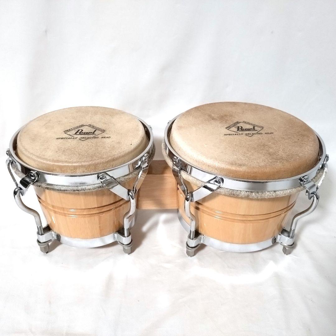 Pearl　ホワイトウッドボンゴ　スタンド　セット　BG-209W　本皮　パール