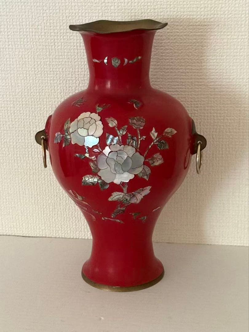 中国銅製工芸螺鈿細工 花瓶 花器 花入唐物 骨董 置物