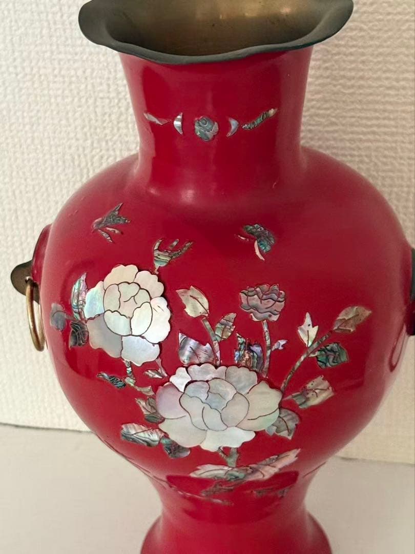 中国銅製工芸螺鈿細工 花瓶 花器 花入唐物 骨董 置物