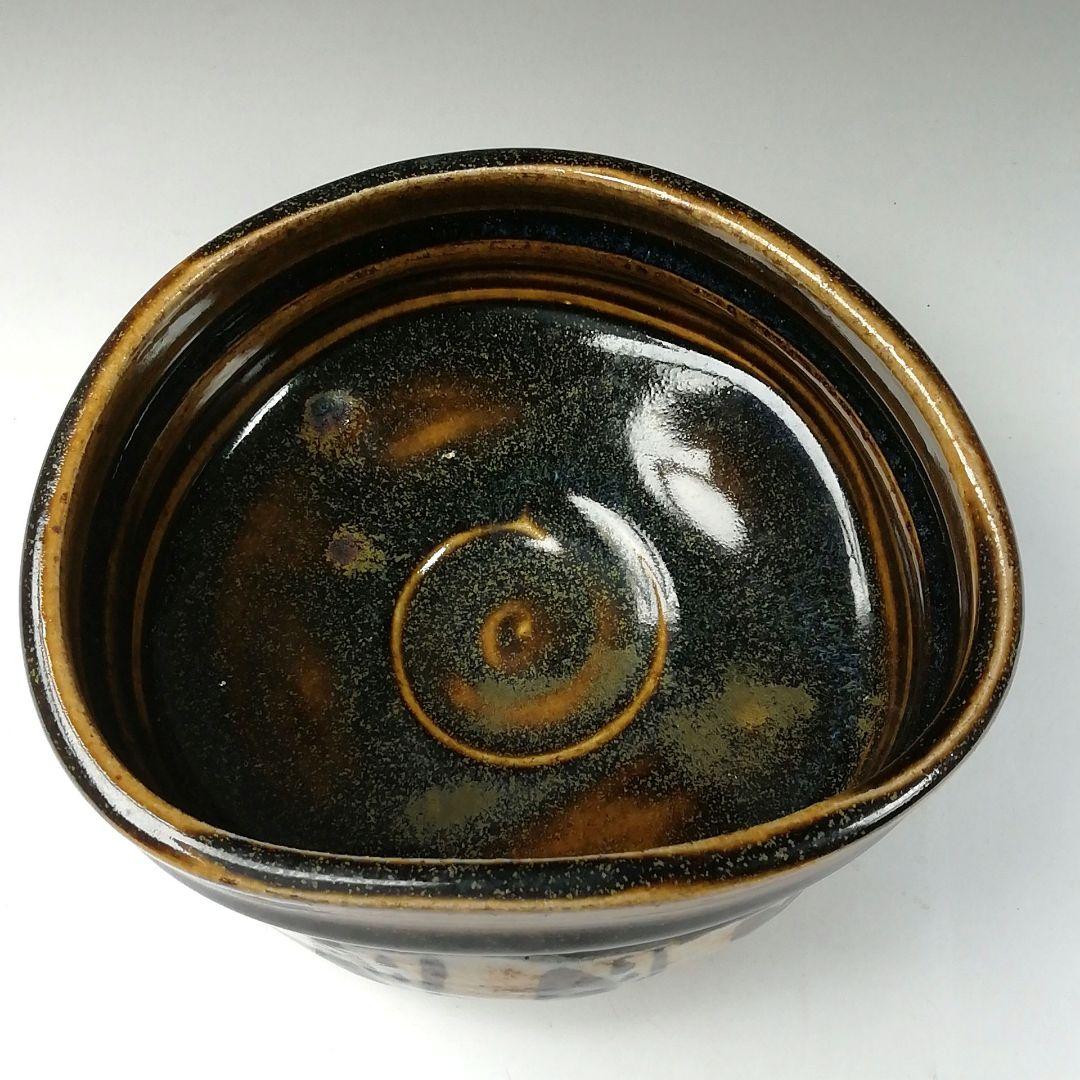 Ｔ１１４　茶碗　『織部　茶碗』『鵬窯　青木鵬磨』　共箱　抹茶碗　茶道具