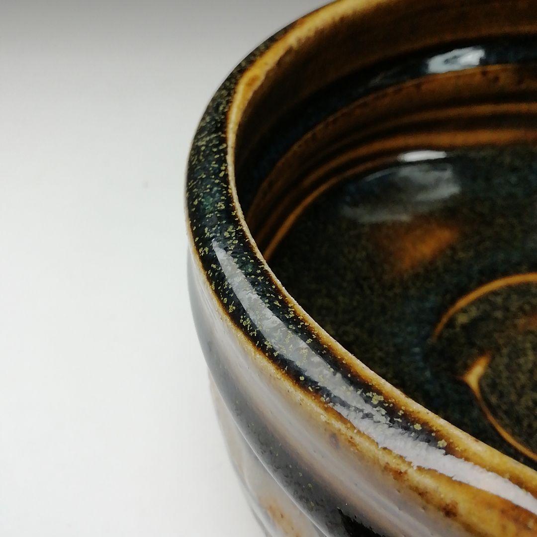 Ｔ１１４　茶碗　『織部　茶碗』『鵬窯　青木鵬磨』　共箱　抹茶碗　茶道具