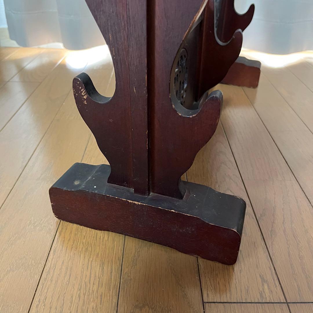 蔵出し　鍔透かし彫り 刀掛け 四振掛