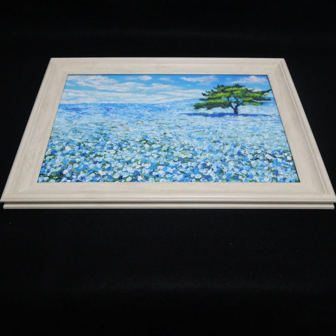 油絵 油彩 油彩画 絵画【ネモフィラの丘】