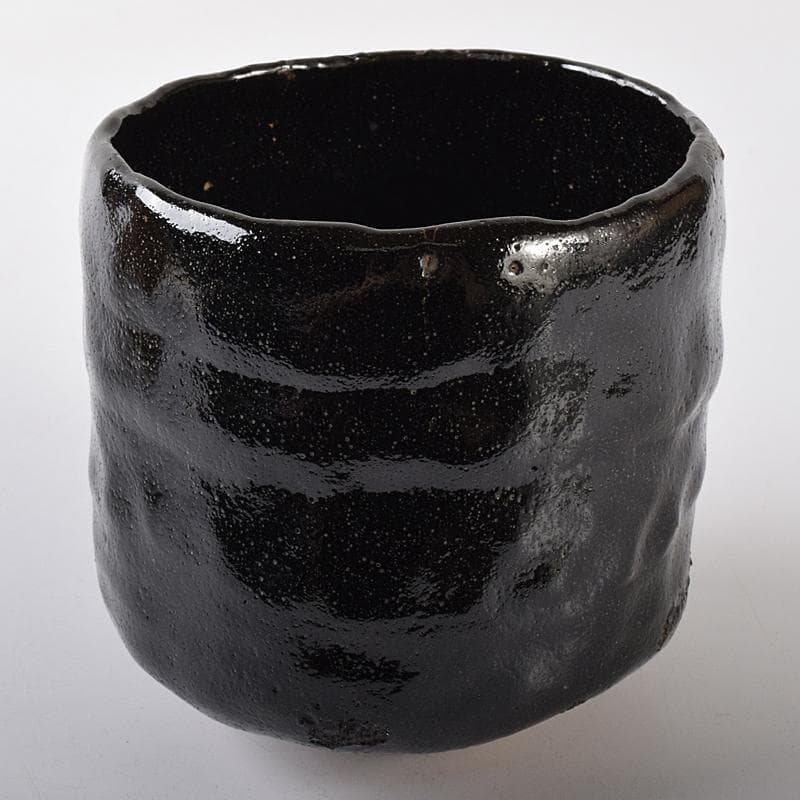 楽吉左衛門　十代旦入造　黒楽筒茶碗　宗左（碌々斎）判書　書付箱　D　R7884