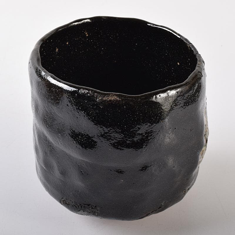楽吉左衛門　十代旦入造　黒楽筒茶碗　宗左（碌々斎）判書　書付箱　D　R7884