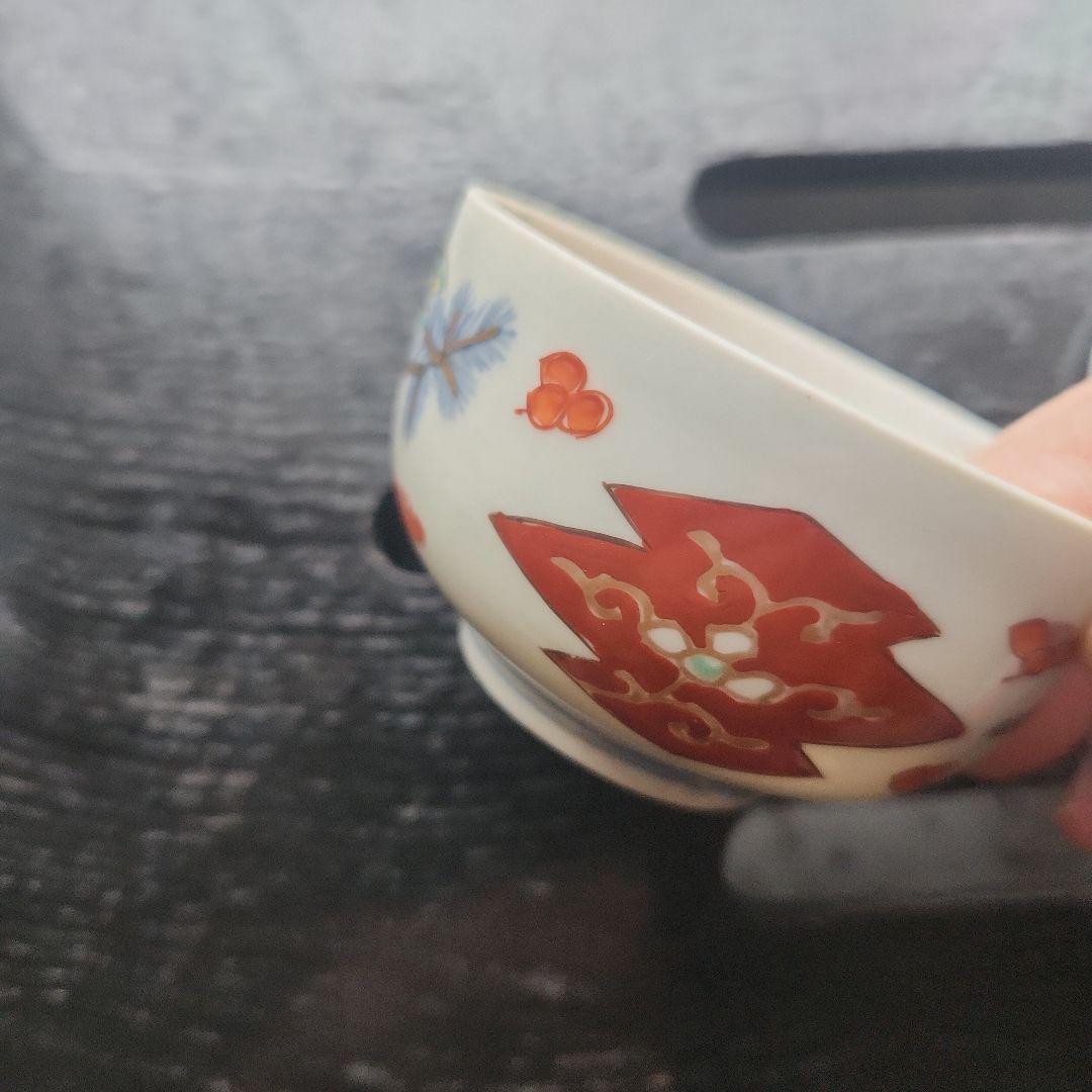 古伊万里　化粧白粉入れ　花と鳥の模様の蓋付き陶器　　江戸時代