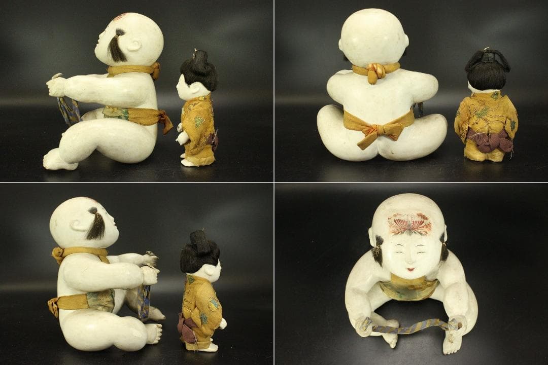 古い 御所人形 大小 二件 時代物(ZE671)