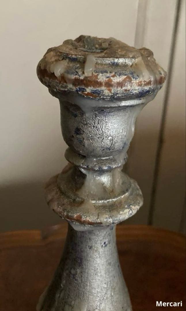 【希少】フランス　19世紀 アンティーク　キャンドルスタンド 木製 シャビー