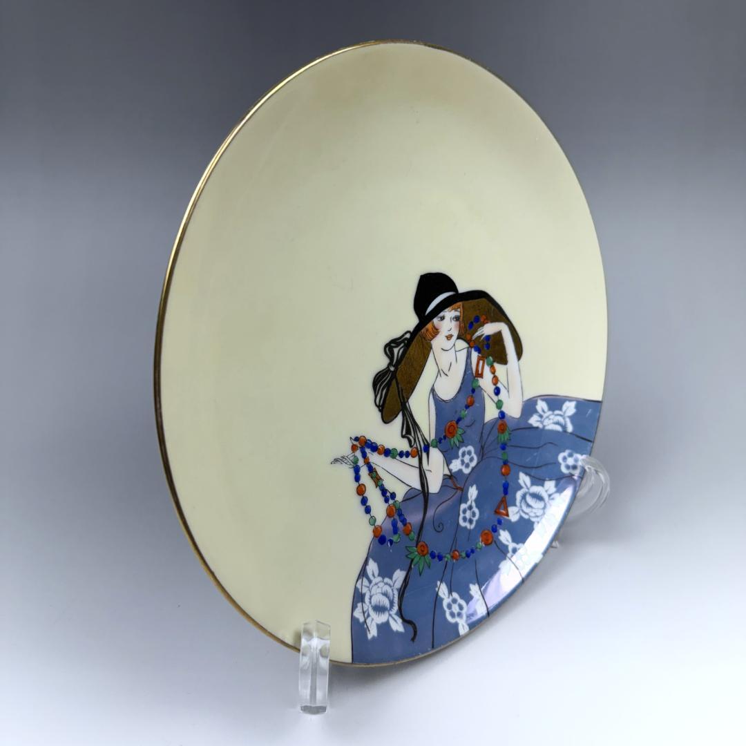オールドノリタケ デコレディ プレート 飾り皿 ラスター彩 絵皿 貴婦人
