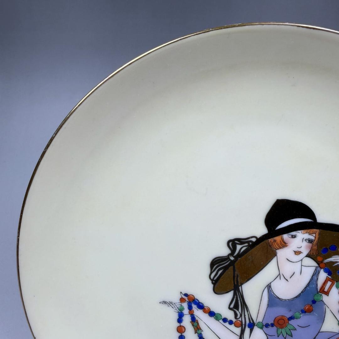 オールドノリタケ デコレディ プレート 飾り皿 ラスター彩 絵皿 貴婦人