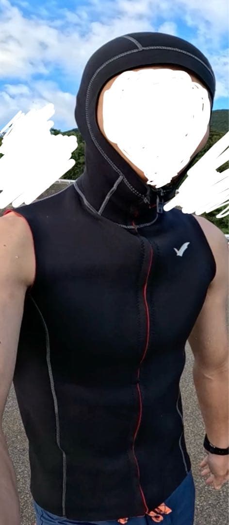 【美品】GULLガル 2mm×3mmFIRフードベスト メンズ