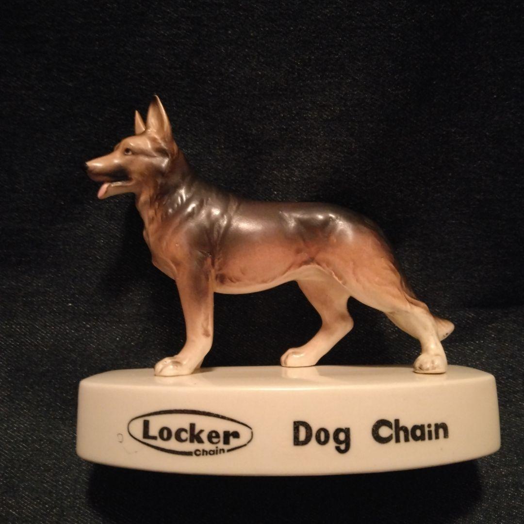 昭和レトLoo Ker シェパード　置物　Dog chain イヌ　ノベルティ