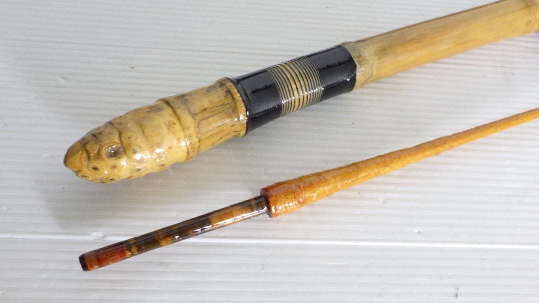 754/美品　和竿　一点物　船竿 金色装飾 収納ケース付き①