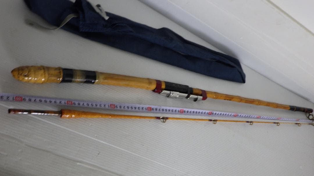 754/美品　和竿　一点物　船竿 金色装飾 収納ケース付き①