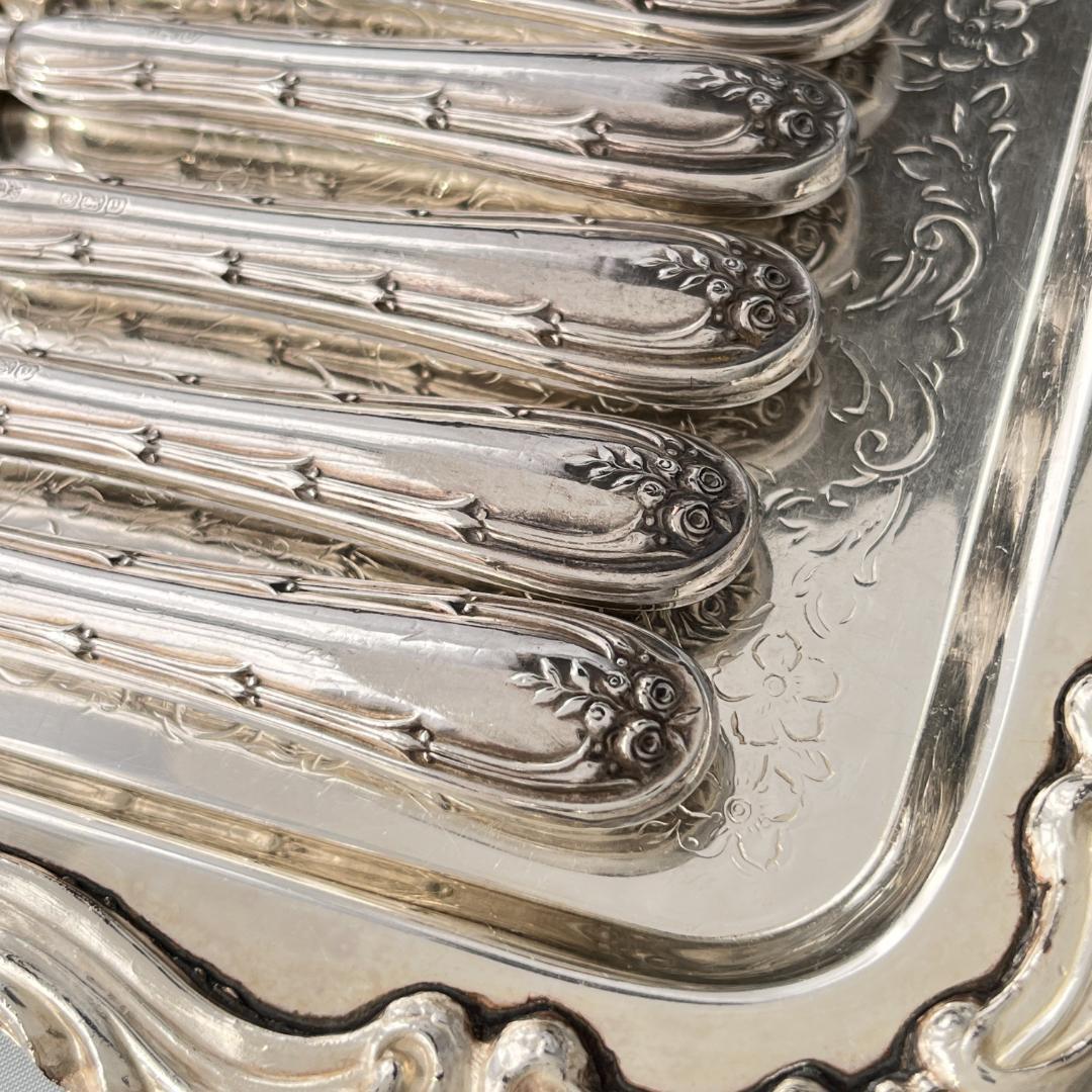 【John Sanderson】 【純銀ハンドル】ローズのティーナイフ 薔薇