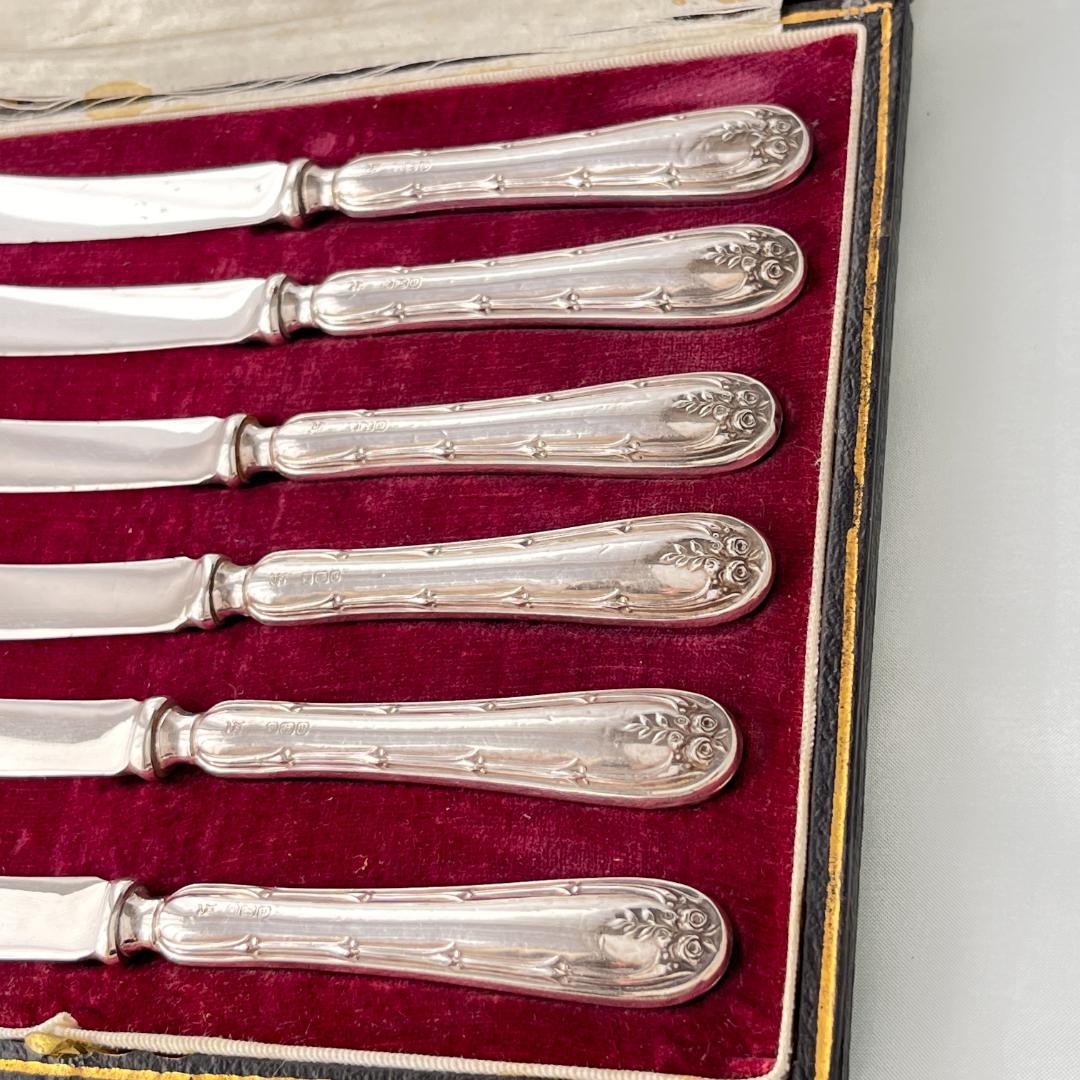 【John Sanderson】 【純銀ハンドル】ローズのティーナイフ 薔薇