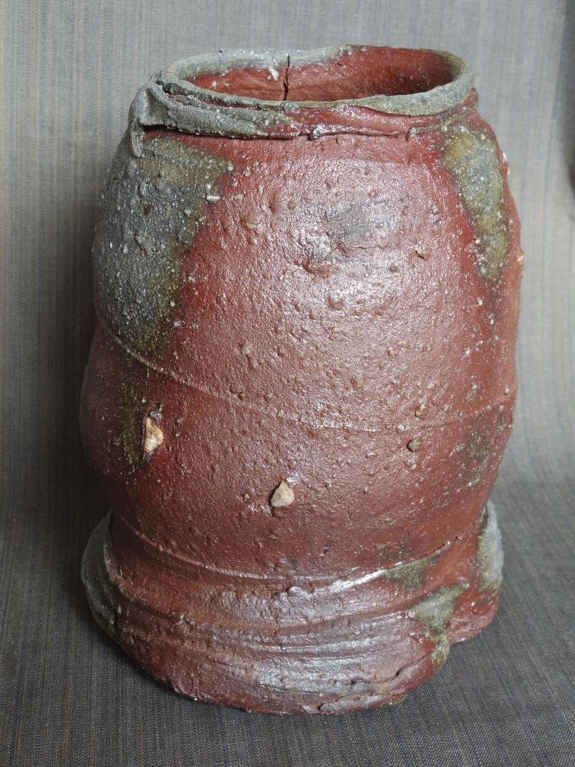 入手困難★ジェフ・シャピロ【師：伊勢崎淳】焼き締め花器★共箱★ニューヨーク