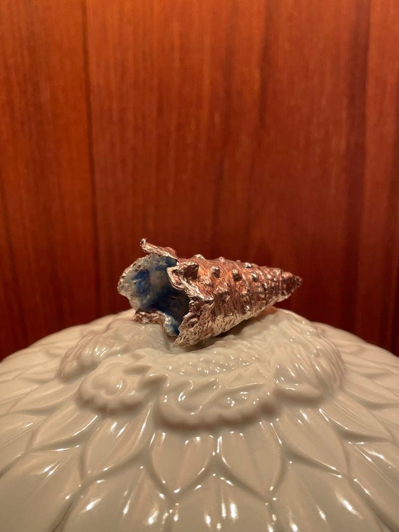 エリザベス・アーデン　ビカリア化石　アクセサリーケース　銀製品　工芸品