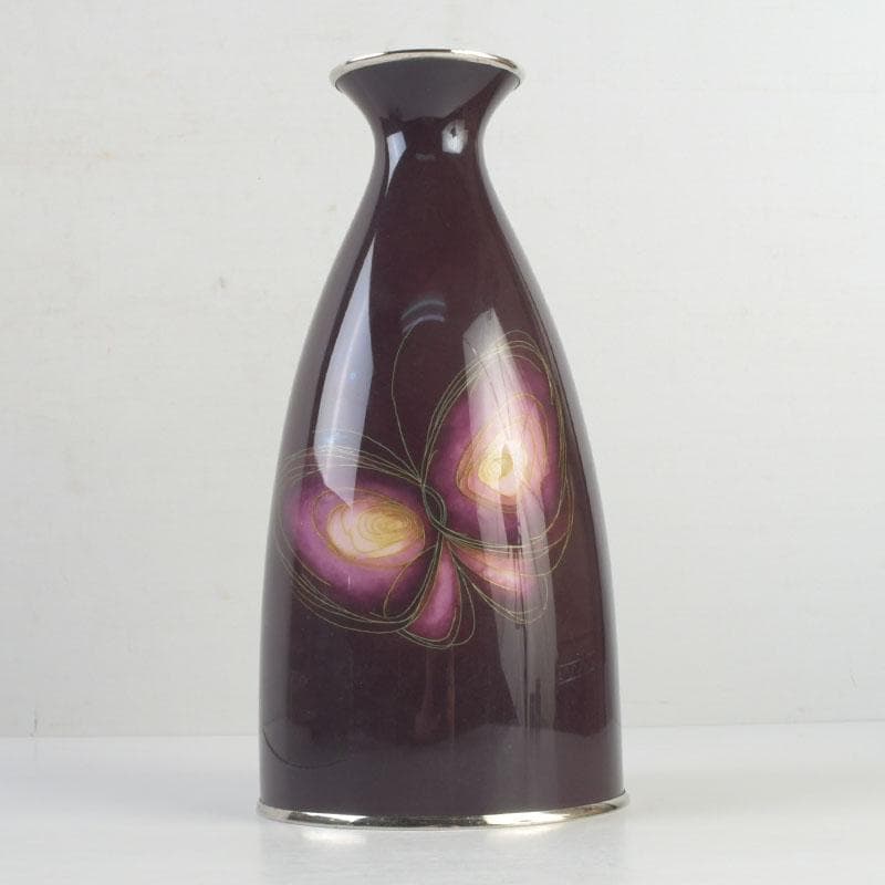 七宝焼　田村七宝工芸　蝶文瓶　花瓶　箱付　V　9893A