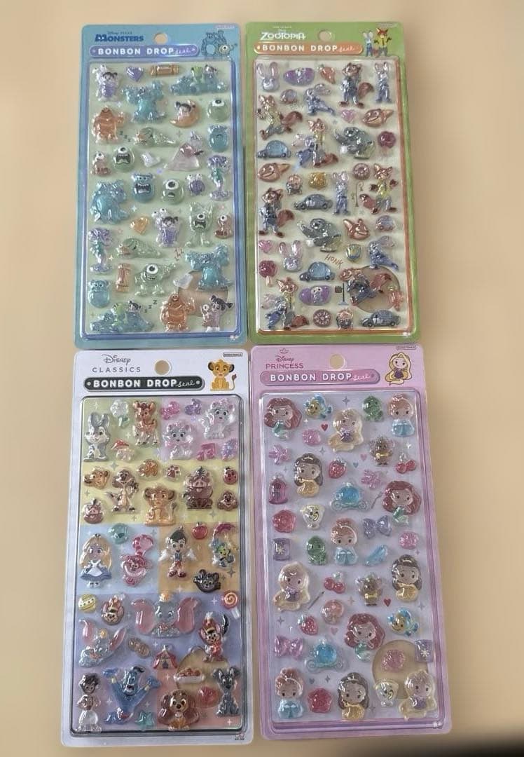 正規品　ディズニー　ボンボンドロップシール　4枚セット