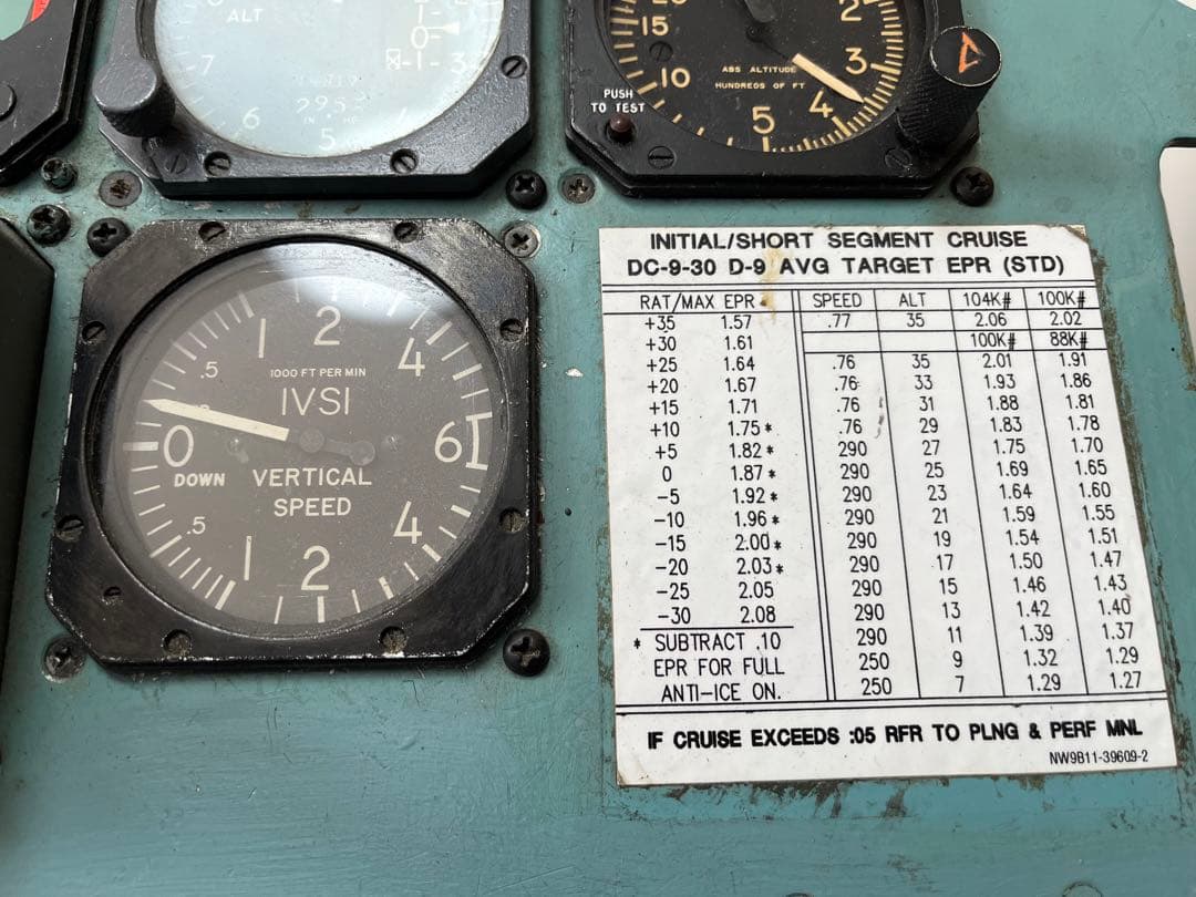 【希少】DC-9 計器板 コックピット 実装品 レジ番あり　航空