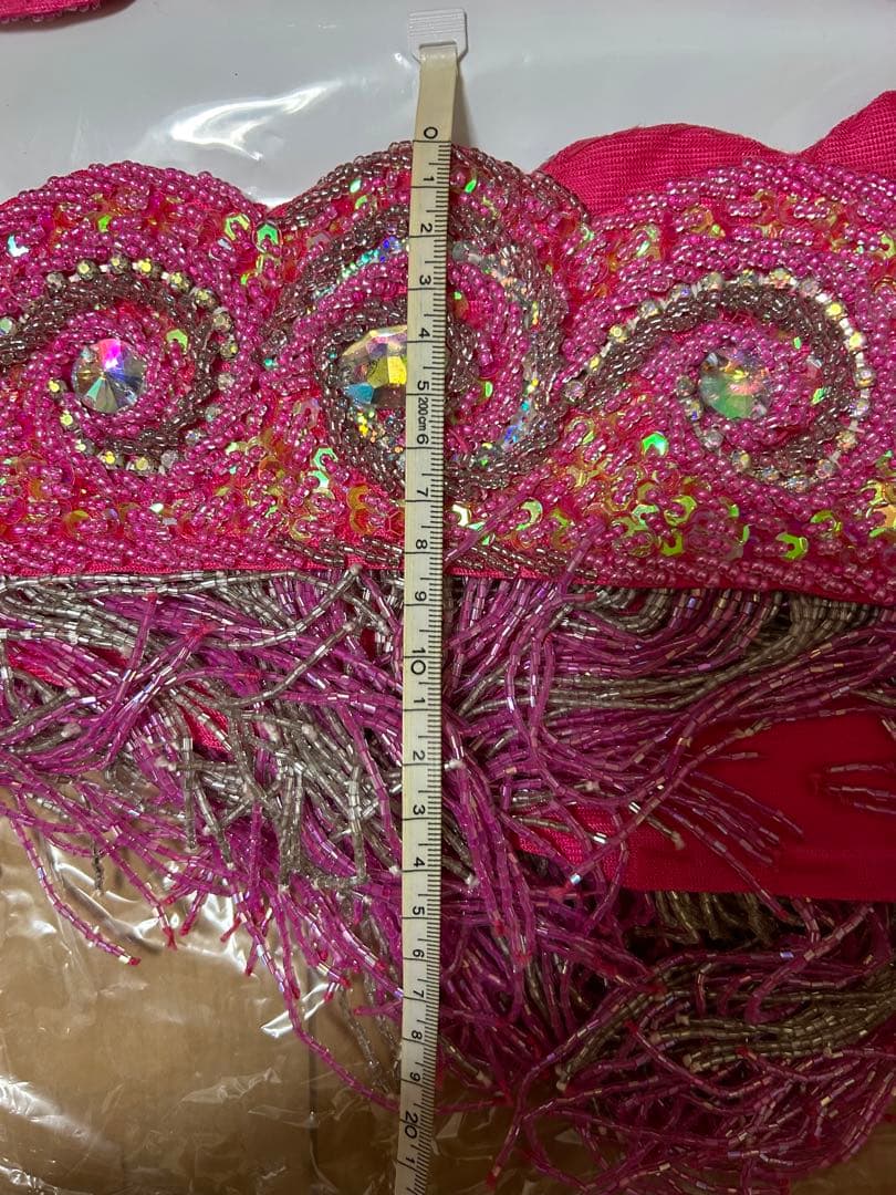 ベリーダンス衣装　ブラ、ベルト、スカート、サーモンピンク色