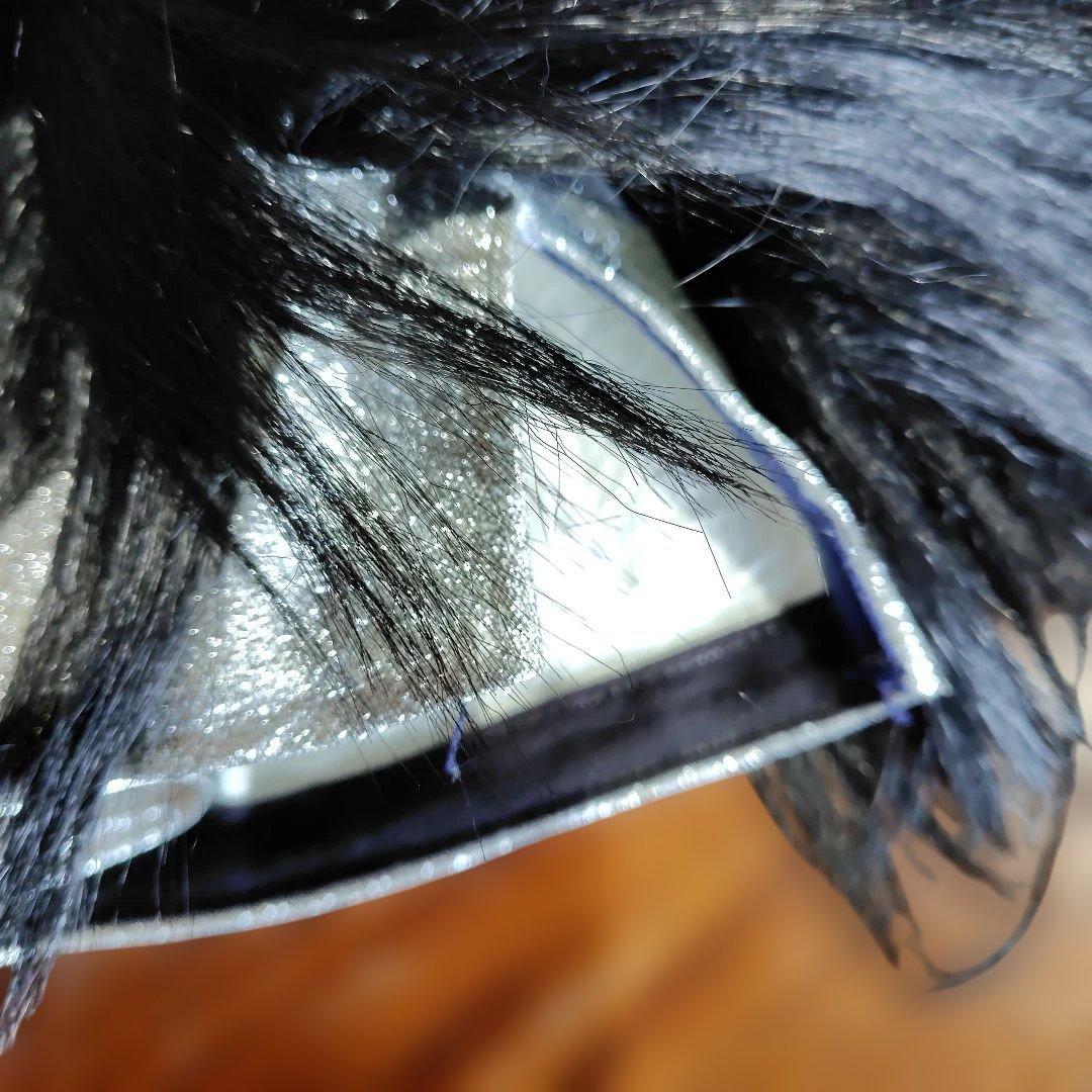 マスク　シルバー 　 黒髪付き