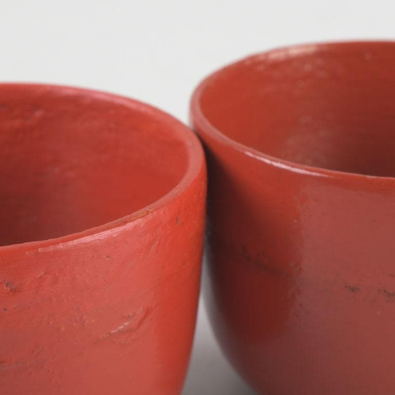 時代漆器　根來塗　梅蒔絵　盃　一對　N　9849