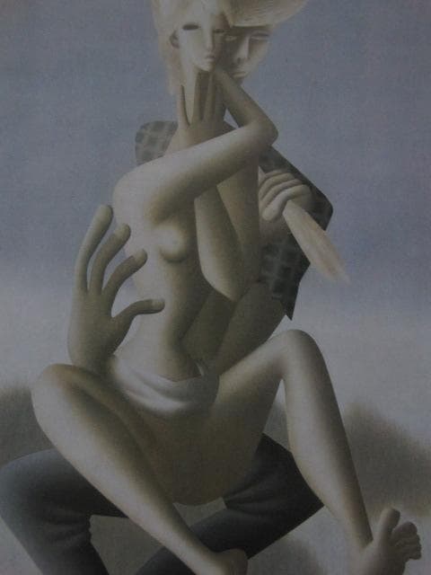 東郷青児、牧歌、希少な大判額装用画集より、新品高級額装付、状態良好