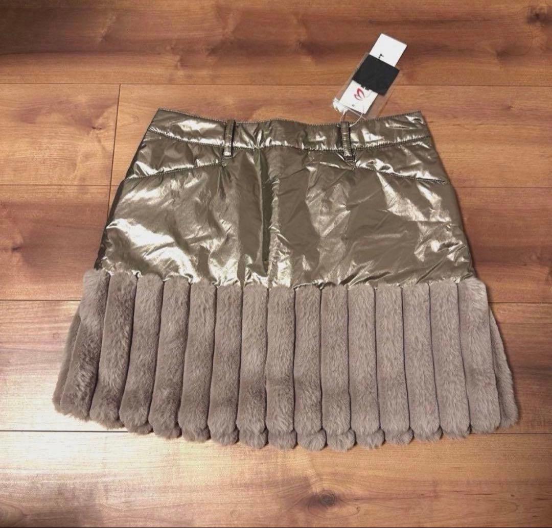 ファー付き　中綿スカート　保温　サイズ1 ベージュ　新品　秋冬　軽量