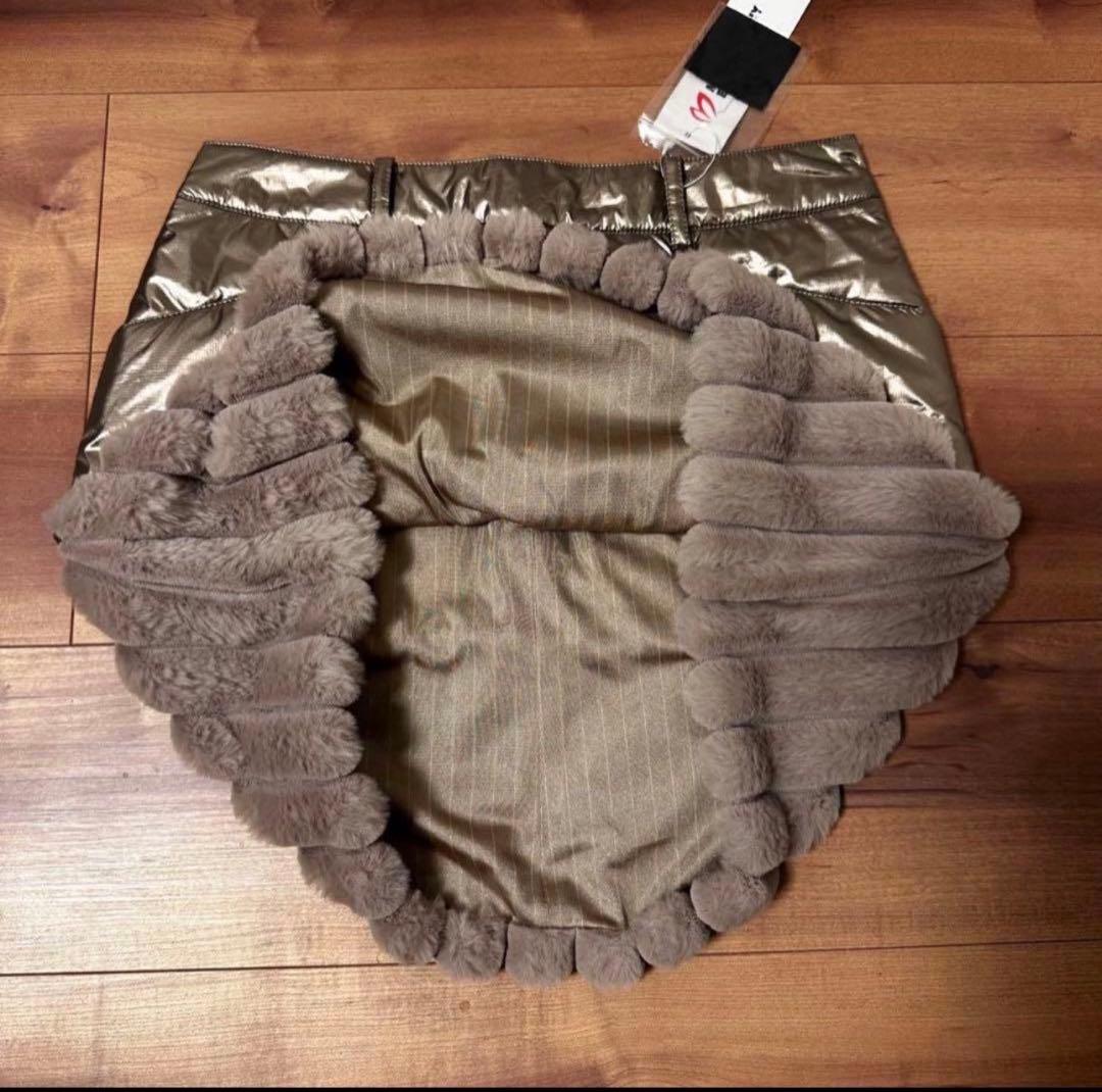 ファー付き　中綿スカート　保温　サイズ1 ベージュ　新品　秋冬　軽量