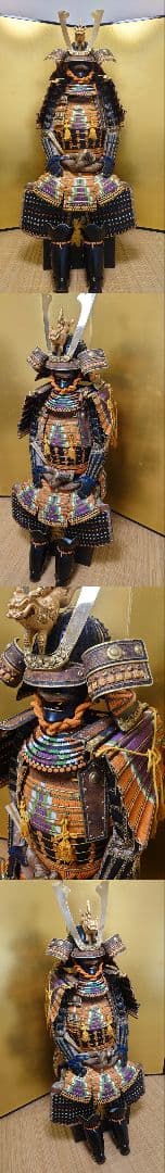 ★☆等身大海老胴沢瀉威半懸二枚胴具足＆鎧通刀＆扇子付☆丸武産業製☆甲冑☆難有☆★