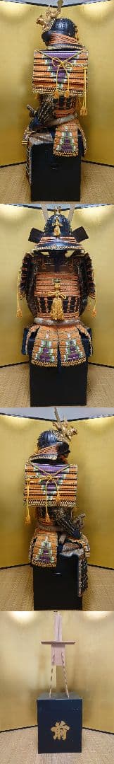 ★☆等身大海老胴沢瀉威半懸二枚胴具足＆鎧通刀＆扇子付☆丸武産業製☆甲冑☆難有☆★