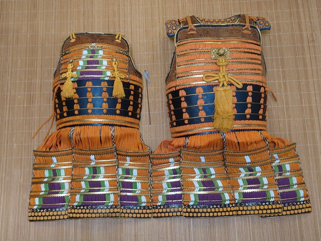 ★☆等身大海老胴沢瀉威半懸二枚胴具足＆鎧通刀＆扇子付☆丸武産業製☆甲冑☆難有☆★