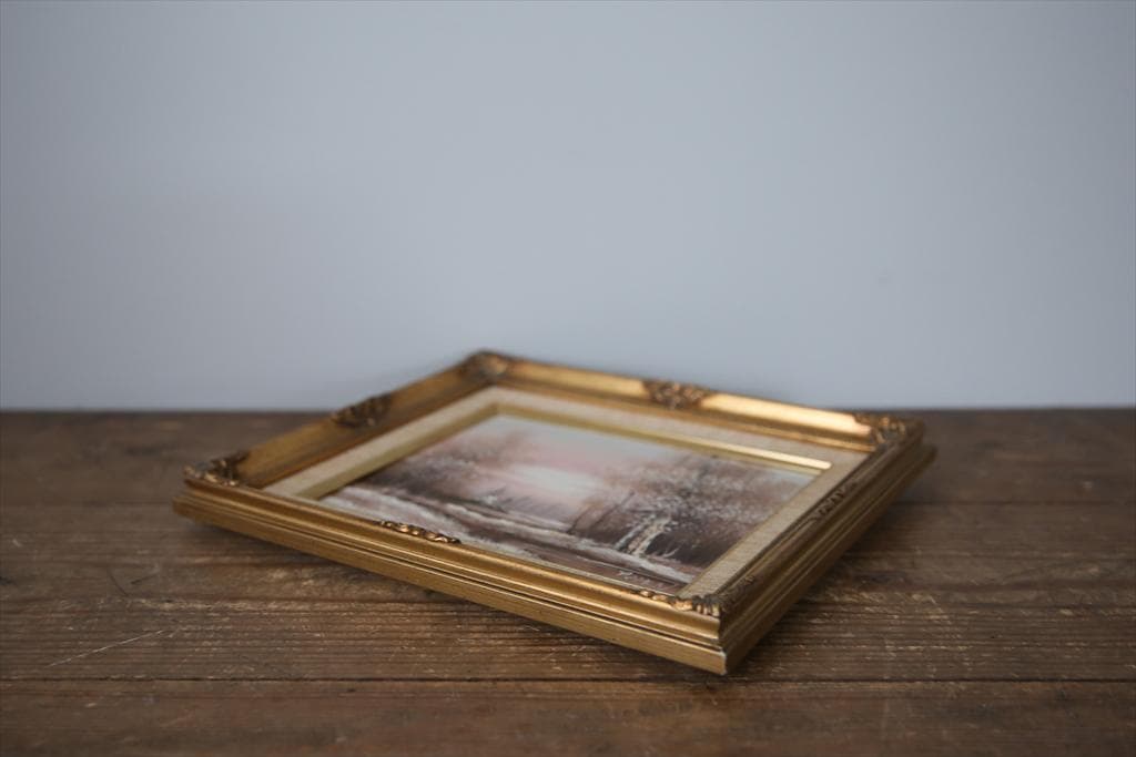 英国アンティークサイン入り肉筆絵画/風景画/油絵/西洋額絵/油彩(79-87-1