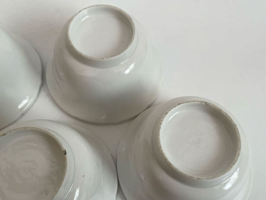 骨董　アンティーク　古伊万里　白磁陽刻向付　5客　直しあり