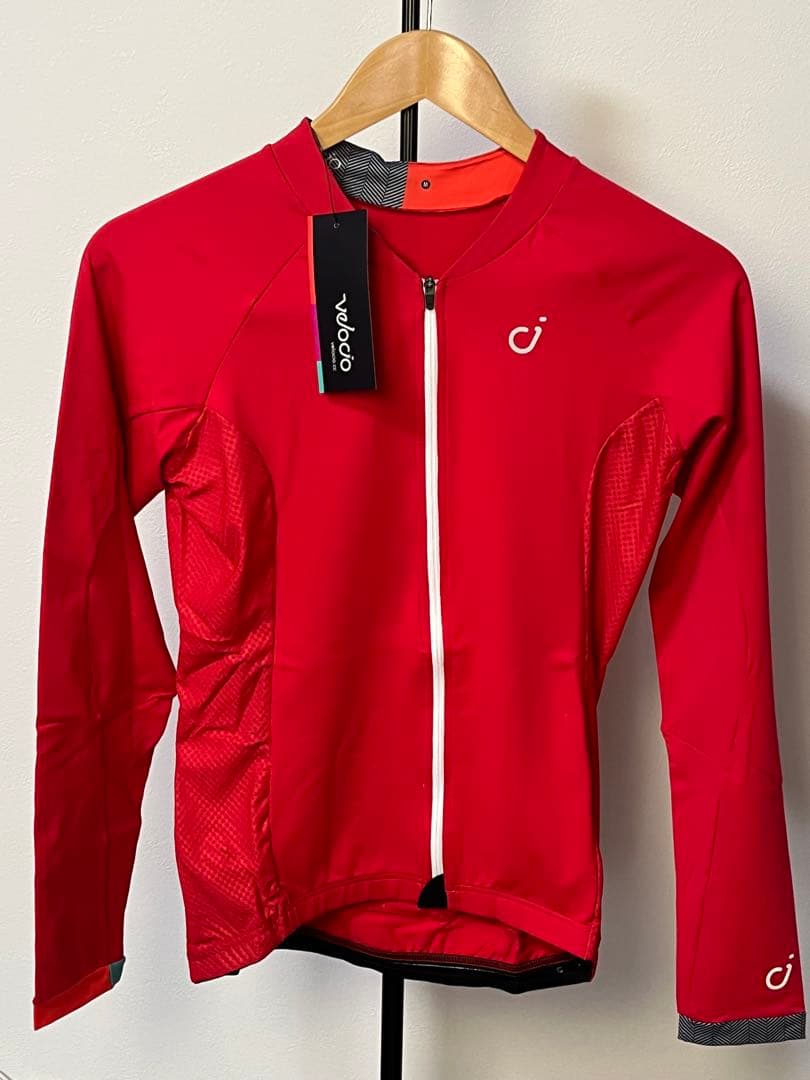 Velocio サイクルジャージ ロングスリーブ 春夏 M レッド レディース