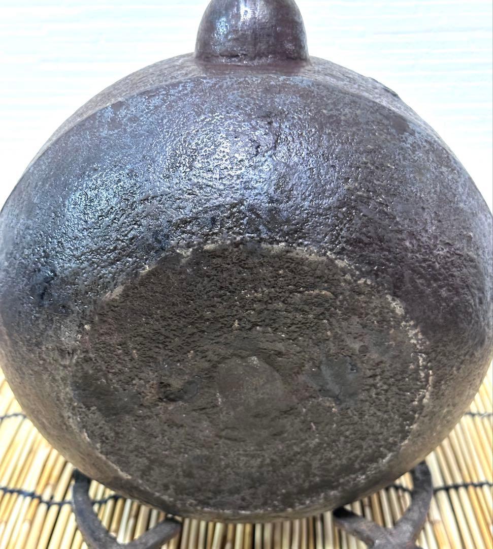ＵＳＥＤ品　南部長寿堂 伝統工芸士 佐藤 勝芳造　丸型みみずく摘　南部鉄瓶