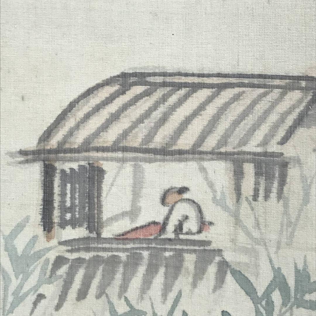 【真作】服部五老/淡彩山水人物画賛/山水図/幽居図/掛軸/名家伝来/AD-19