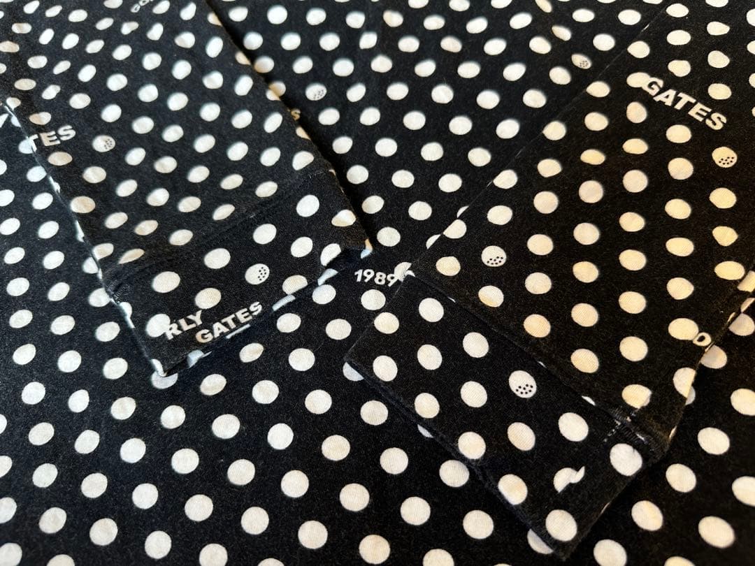 パーリーゲイツ　長袖モックネック　サイズ２　レディース　ドット　水玉　ネイビー