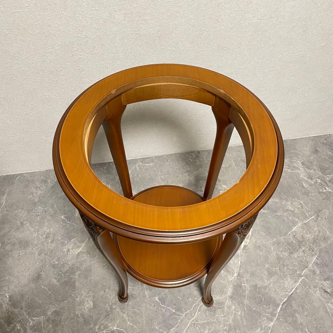 イタリア製　天板大理石　花台　サイドテーブル　木彫刻　飾り台　猫脚