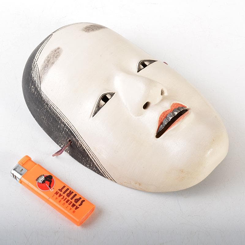 能面　能楽　雅楽　木彫　若女　お面　在銘　V　R6486