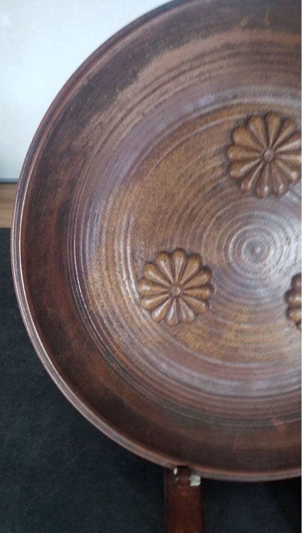 古備前　六古窯　登り窯　江戸時代　天皇家　十二菊紋　胡麻　陶印　大皿　古美術