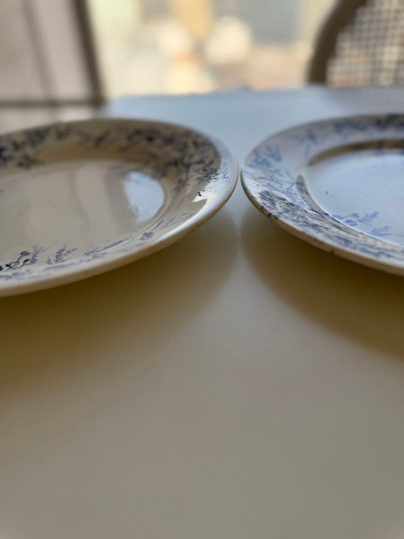 フランスアンティーク陶器クレイユモントローlinotteプレート.f